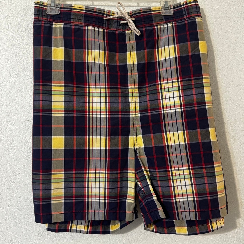 Polo Ralph Lauren Mens Plaid‎ Swim Trunks 2XB Big Navy Red Yellow Board Shorts